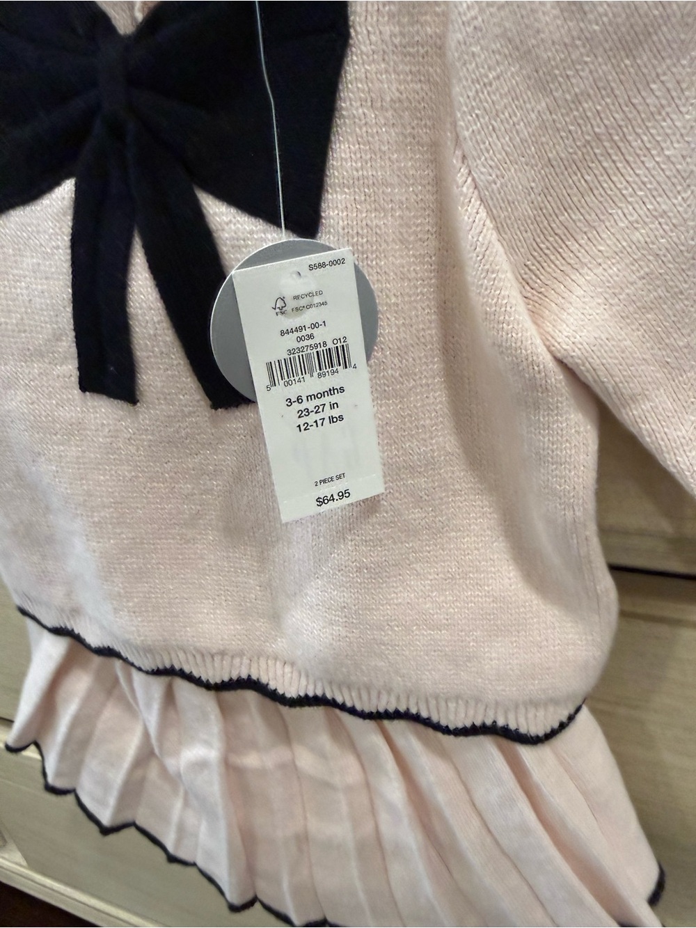 GAP Pink Knit Sweater and Pleated Skort Set with Black Bow - Picture 2 of 4